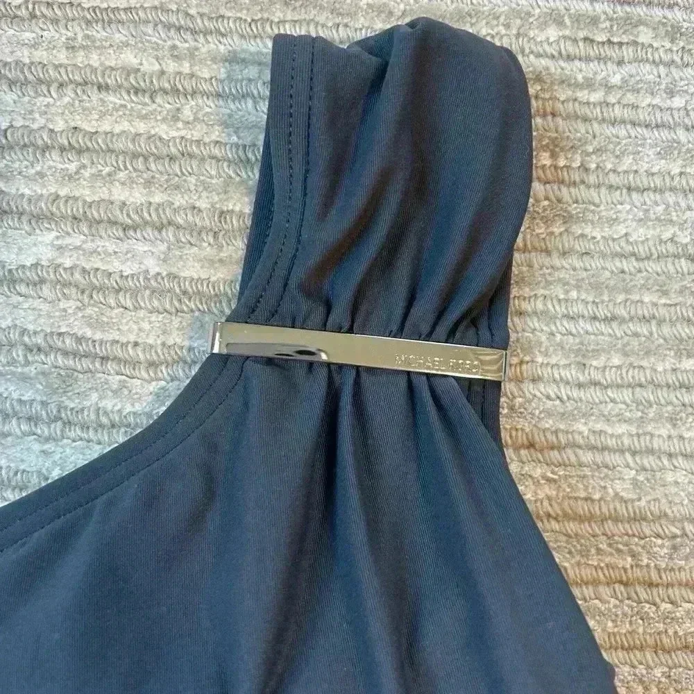Michael Kohrs one peice one shoulder grey swimsuit